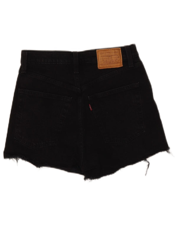 Pantaloncini di jeans a vita alta a gamba larga da donna Levi's W25 XS cotone nero