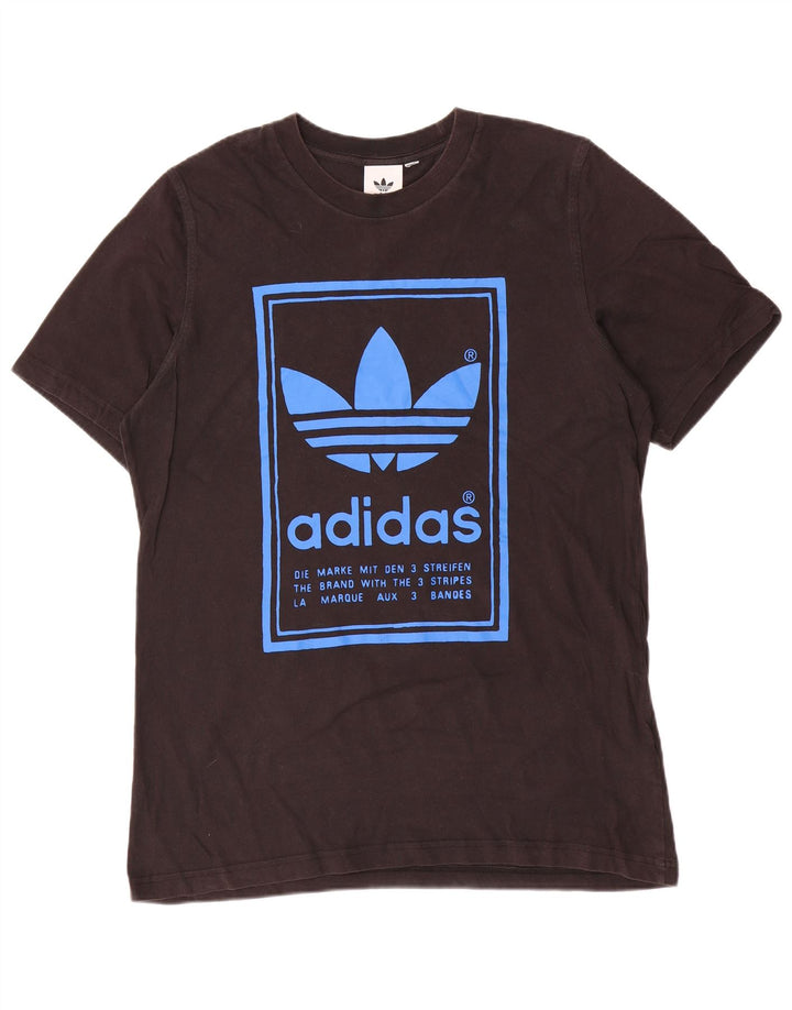 T-shirt grafica Adidas da uomo con tre strisce, cotone medio nero
