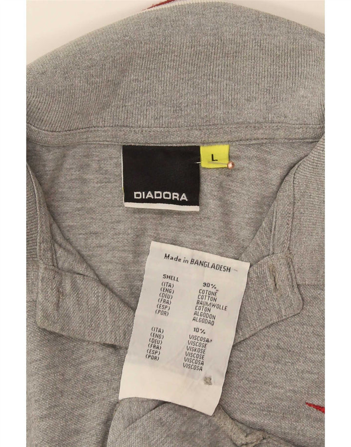 Polo Diadora Uomo Large in Cotone Rigato Grigio