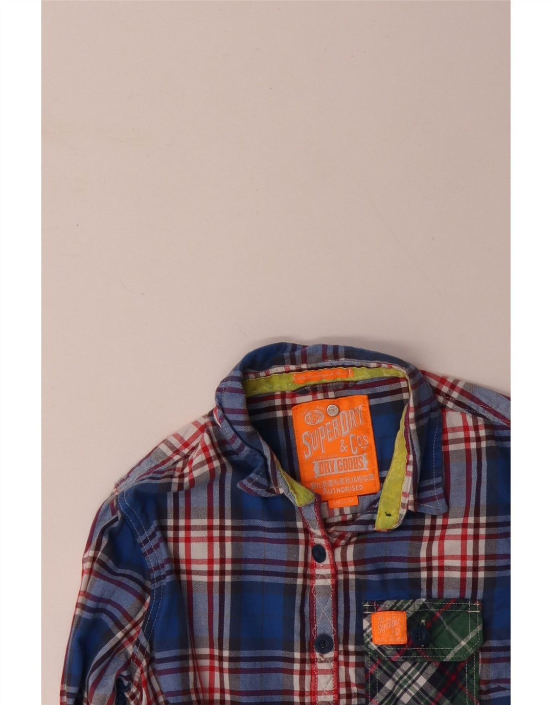 Camicia di flanella da donna SUPERDRY UK 12 Cotone a quadri blu medio