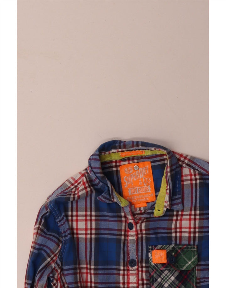Camicia di flanella da donna SUPERDRY UK 12 Cotone a quadri blu medio