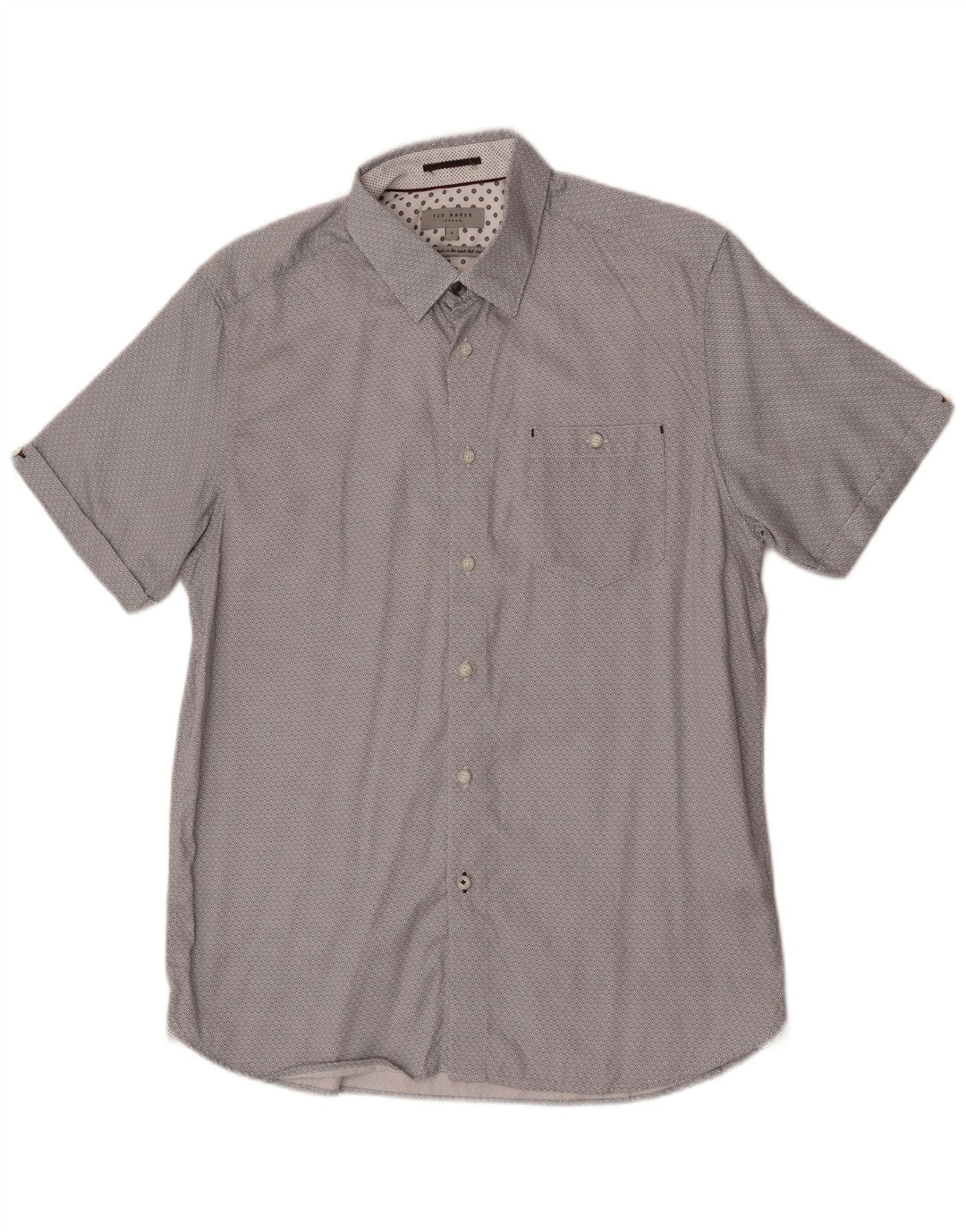 Ted Baker Camicia a maniche corte da uomo taglia 4 grande cotone geometrico grigio