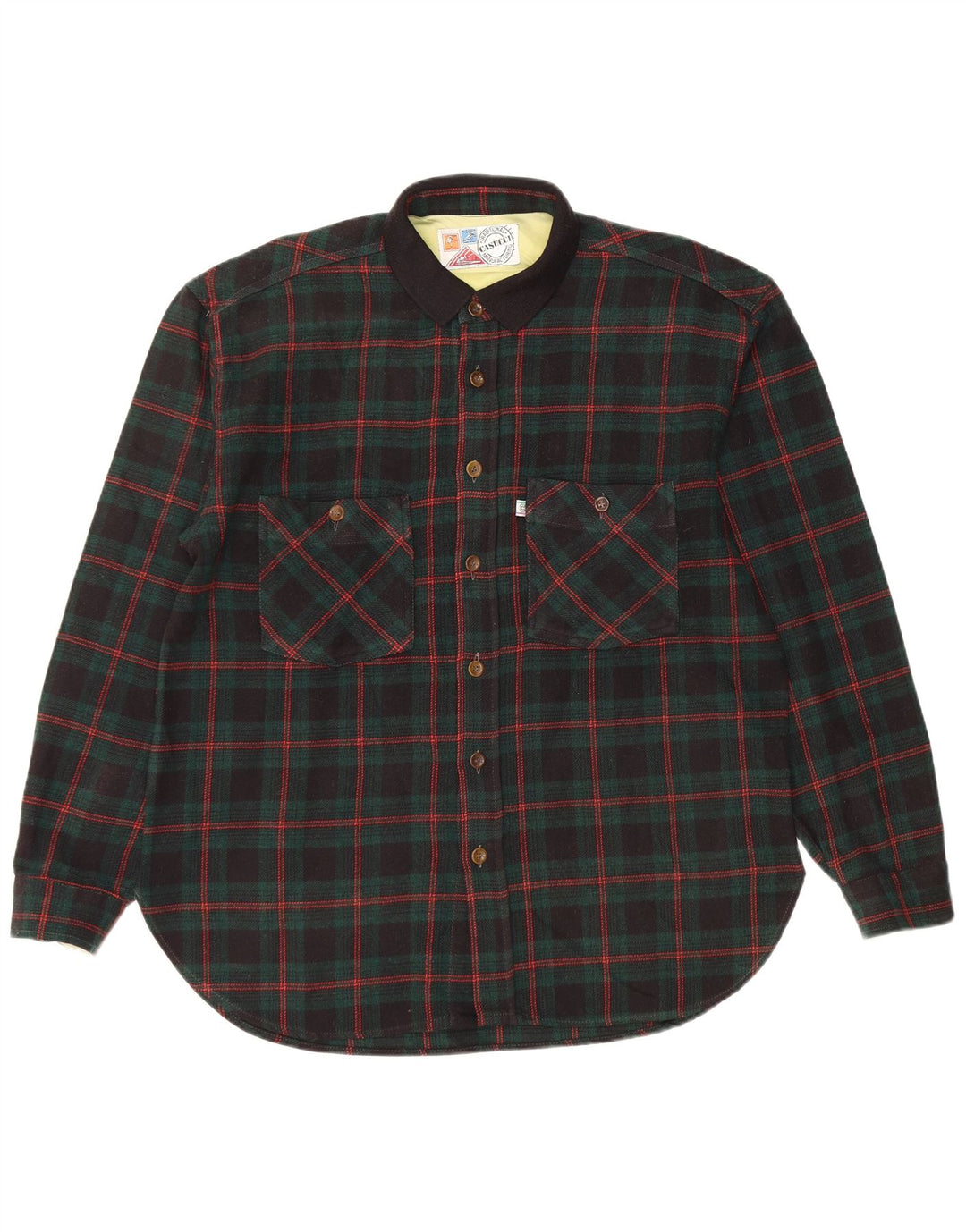 Casucci Camicia da uomo in flanella a quadri verdi grandi in poliacrilico