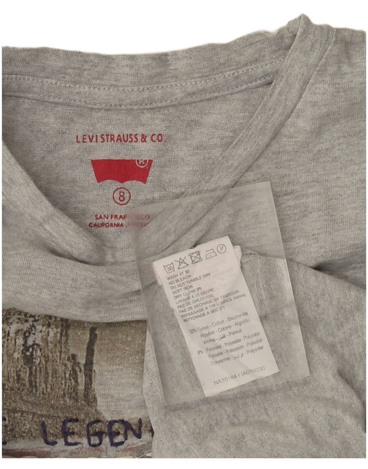 Levi's Boys Top grafico a maniche lunghe 7-8 anni in cotone grigio screziato