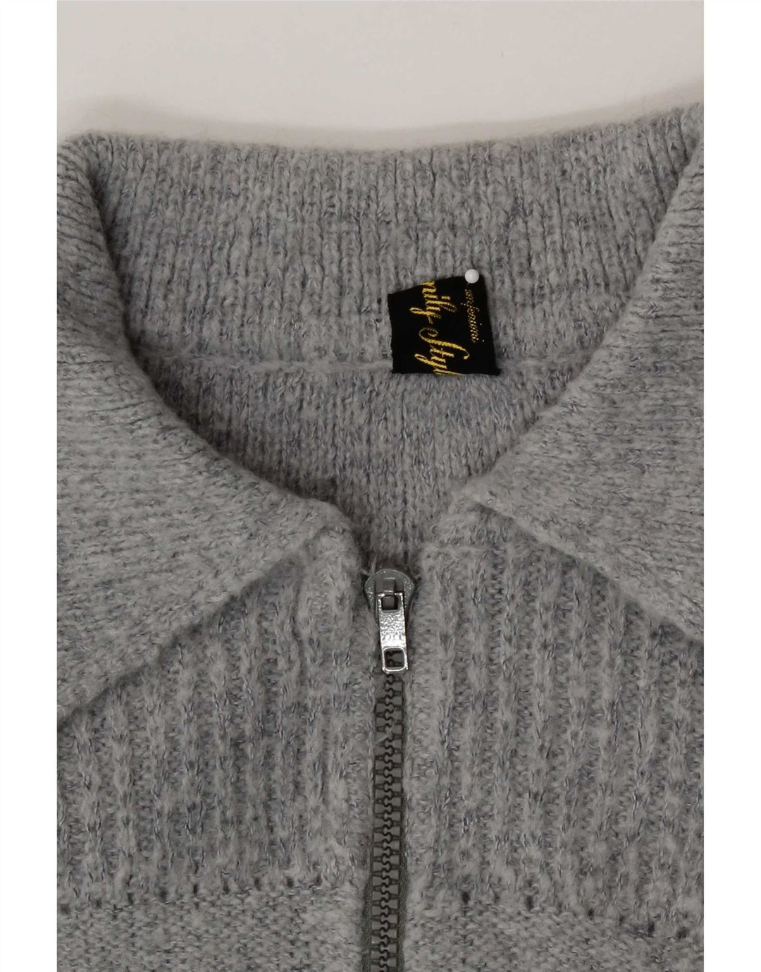 Maglione cardigan corto da donna vintage UK 12 a righe blu medio
