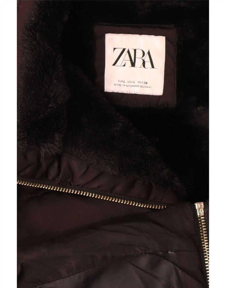 Giacca imbottita in sherpa con cappuccio da donna Zara UK 16 grande nera