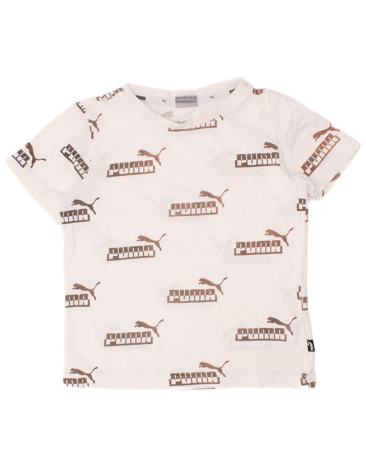 T-shirt grafica da bambino Puma Top 5-6 anni in cotone bianco