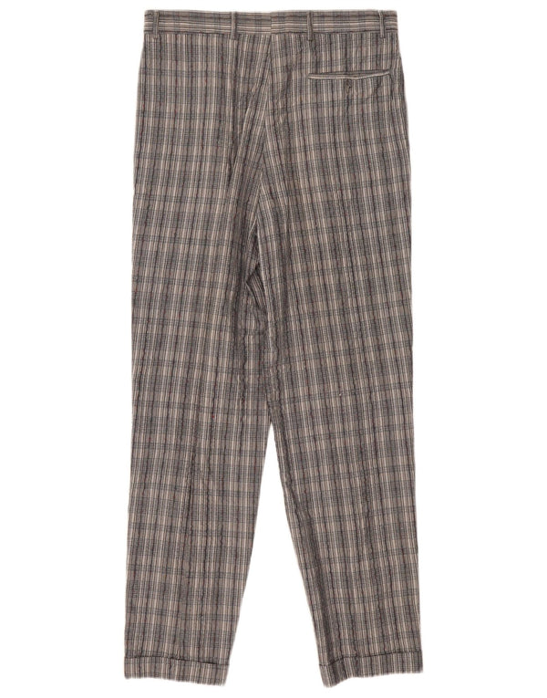 Pantaloni da abito vintage da donna a vita alta IT 46 Large W30 L30 a quadri grigi