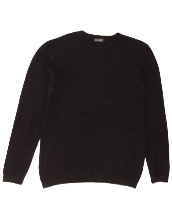 Maglione maglione girocollo da uomo Zara grande in acrilico nero