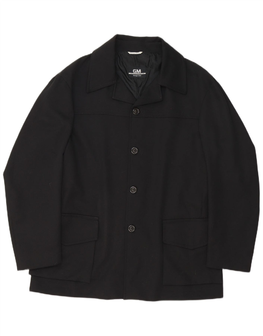 GEORGE MILLER Giacca blazer da uomo a 4 bottoni UK 42 XL Poliestere nero