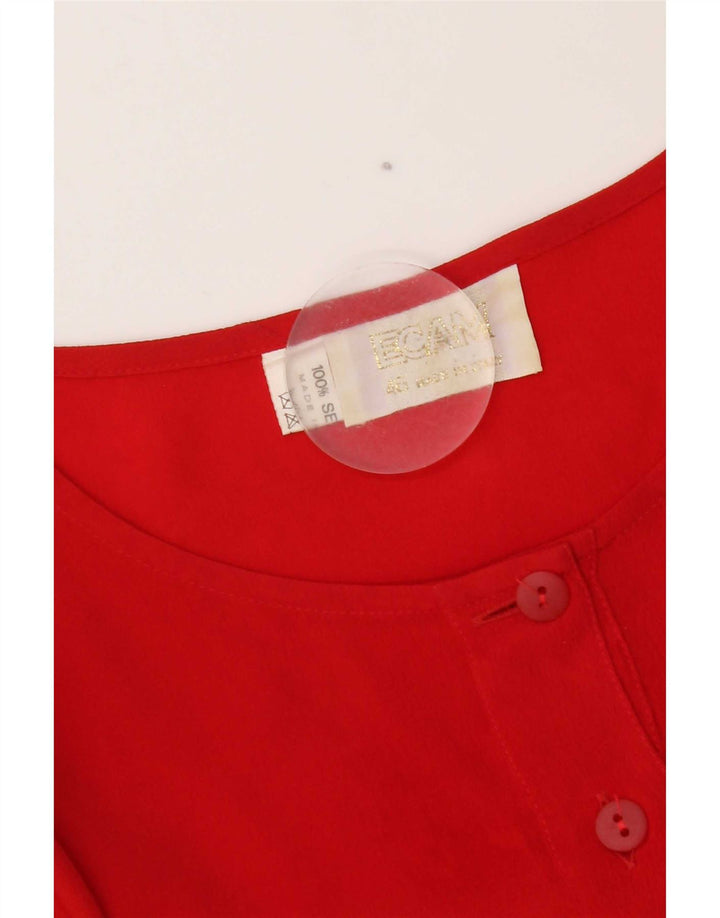 Camicetta vintage da donna Top IT 46 grande seta rossa