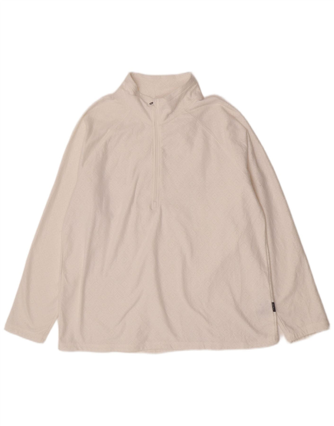 Eddie Bauer Maglia da tuta da donna con collo e zip da donna UK 18 XL Bianca geometrica
