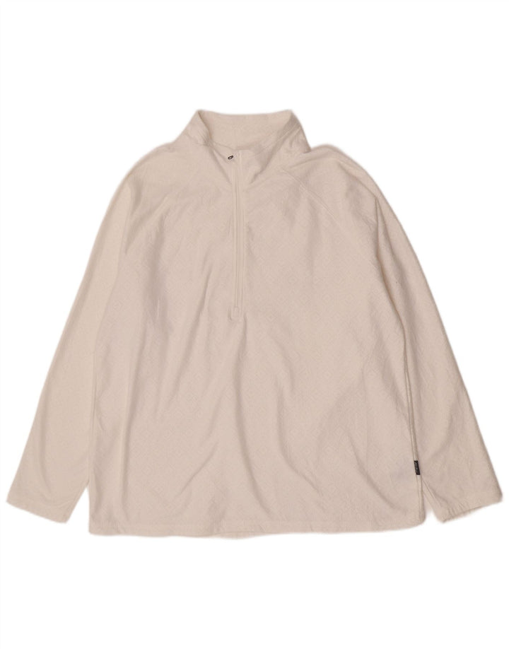 Eddie Bauer Maglia da tuta da donna con collo e zip da donna UK 18 XL Bianca geometrica