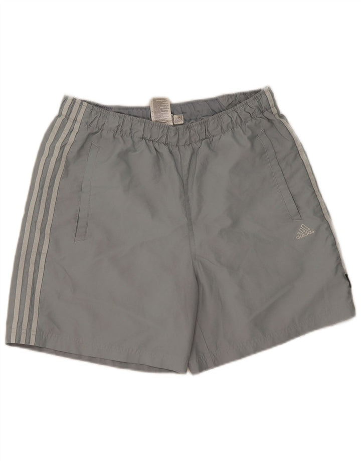 Pantaloncini sportivi Adidas da uomo in poliestere grigio medio