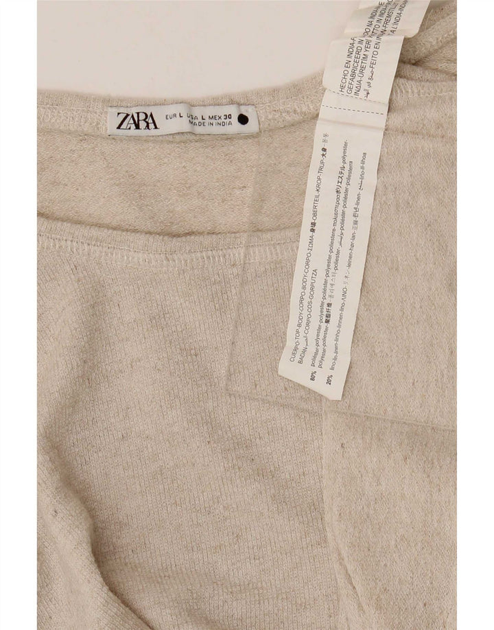 Camicetta da donna Zara Top UK 16 Large Beige Poliestere