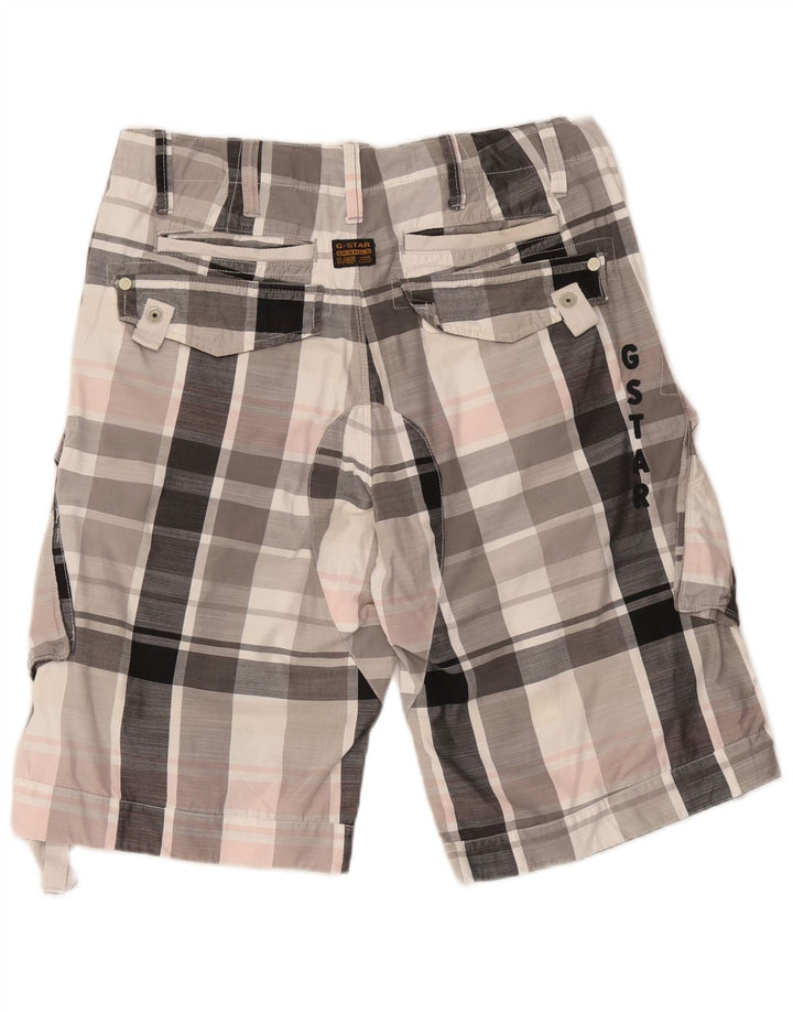 Pantaloncini cargo con grafica da uomo G-Star W31 in cotone a quadri grigio medio