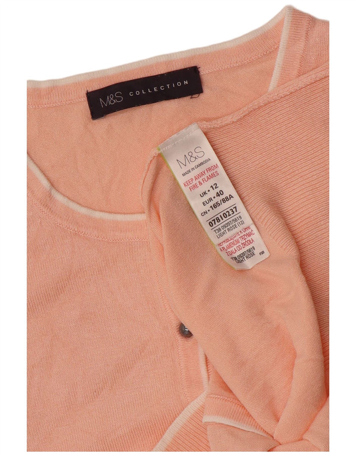 Maglione cardigan da donna Marks & Spencer UK 12 Viscosa rosa medio