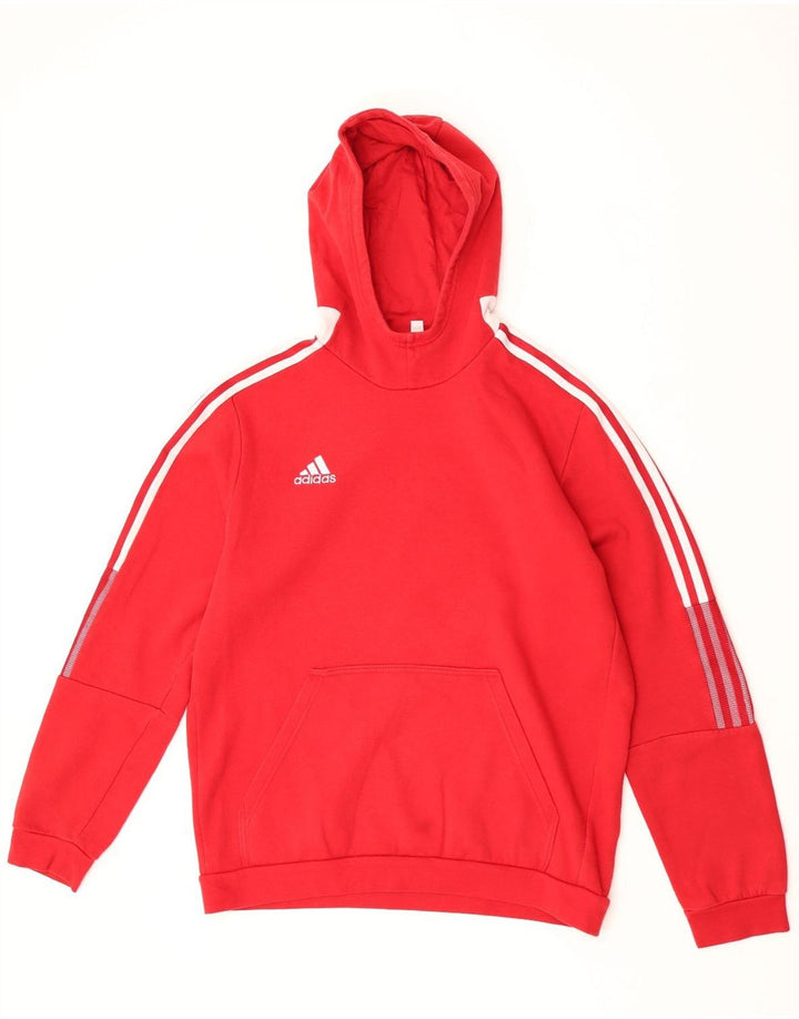 Felpa con cappuccio da uomo Adidas Large rossa in cotone
