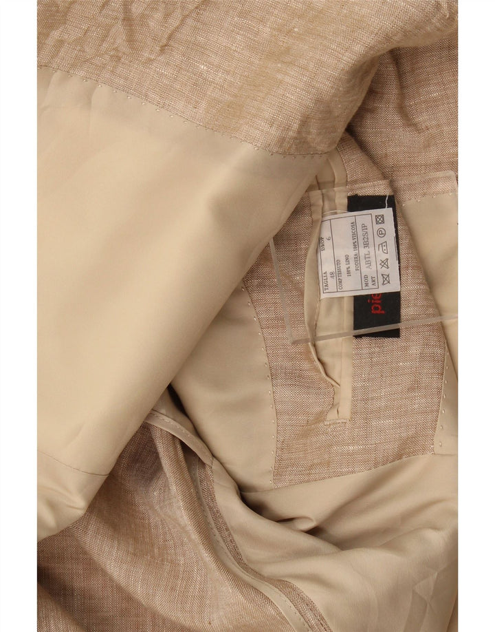 Giacca blazer da uomo a 3 bottoni Pierre Cardin IT 48 Lino beige medio