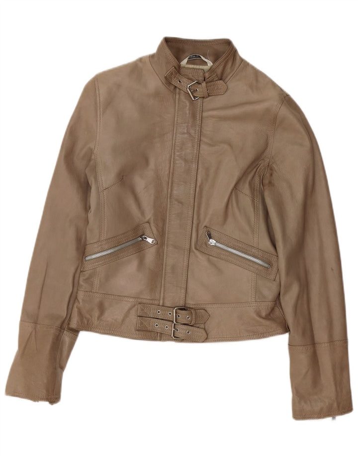 Giacca da motociclista in pelle corta da donna XETRA IT 44 Pelle beige medio