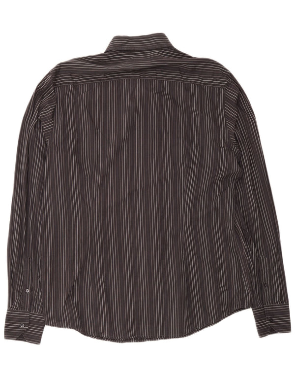 Camicia da uomo Valentino taglia 43 17 XL in cotone a righe grigie