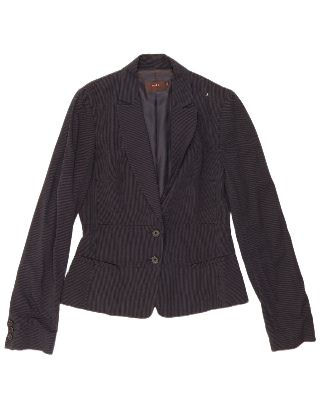 Giacca blazer da donna a 2 bottoni Reiss UK 12 medio blu navy gessato