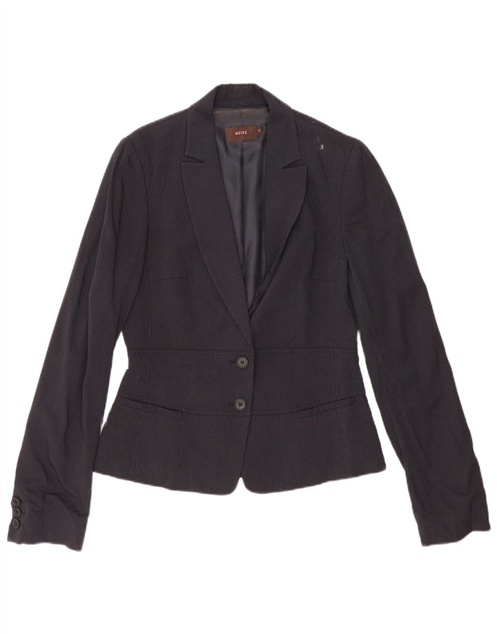 Giacca blazer da donna a 2 bottoni Reiss UK 12 medio blu navy gessato