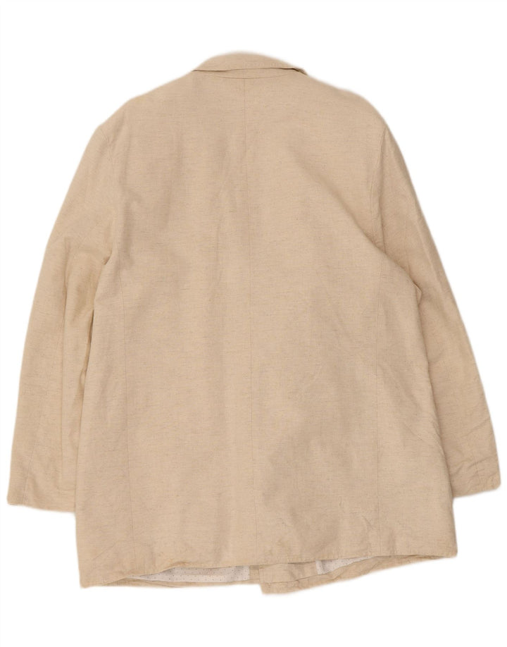 Giacca blazer doppiopetto vintage da uomo EU 46 piccolo cotone beige