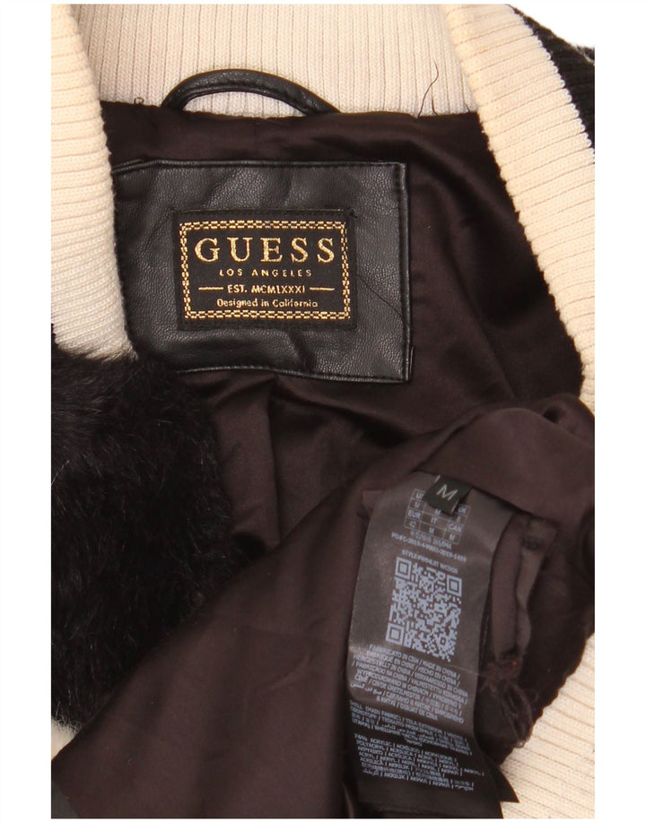 GUESS Giubbotto bomber da donna in pelliccia sintetica UK 14 Acrilico color block beige medio
