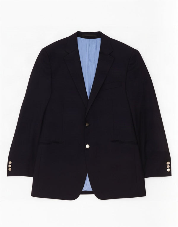 Giacca blazer a 2 bottoni da uomo Marks & Spencer UK 42 Large Blu Navy in lana vergine