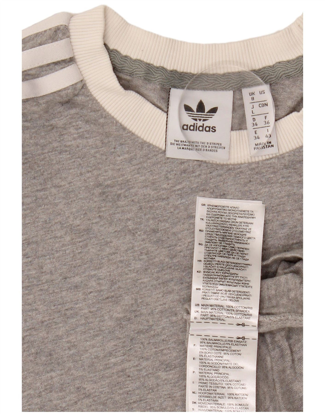 T-shirt da donna ADIDAS UK 8 piccola in cotone chiazzato grigio