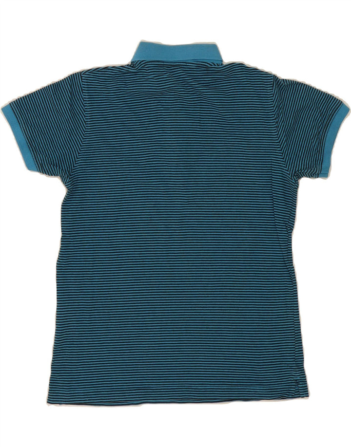 LYLE & SCOTT Mens Polo Shirt Medium Green Striped Cotton Vintage Lyle & Scott and Second-Hand Lyle & Scott from Messina Hembry 