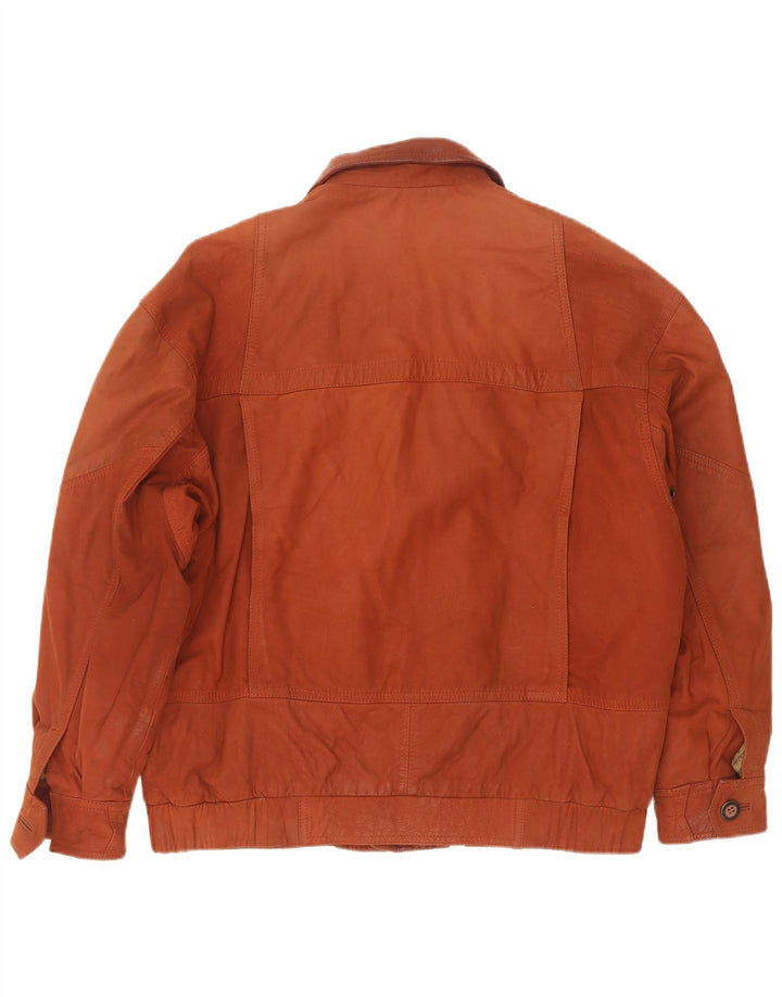 Giacca in pelle vintage da uomo IT 46 piccola marrone
