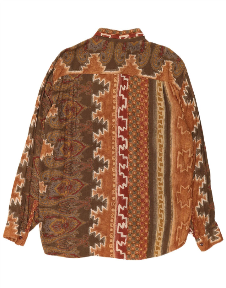 Camicia da uomo Touche XL Marrone geometrica viscosa azteca