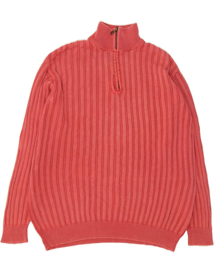 MARLBORO CLASSICS Mens Zip Neck Jumper Sweater XL Pink Cotton Vintage Marlboro Classics and Second-Hand Marlboro Classics from Messina Hembry 
