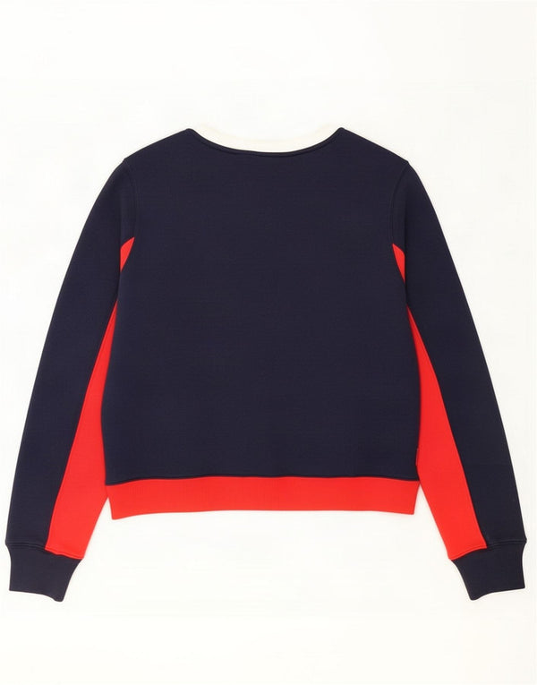 Fila Womens Graphic Sweatshirt Jumper UK 14 Large Navy Blue Colourblock