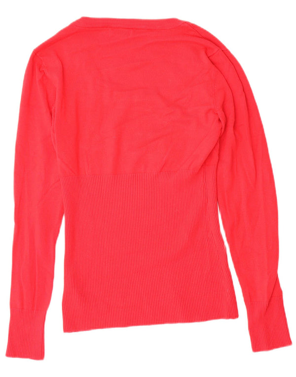 Guess Maglione da donna con scollo a barchetta con grafica UK 12 Rayon rosso medio