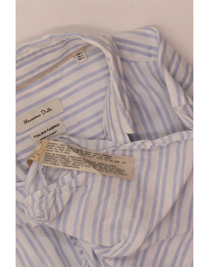 Camicia Uomo Massimo Dutti Cotone Righe Grandi Blu