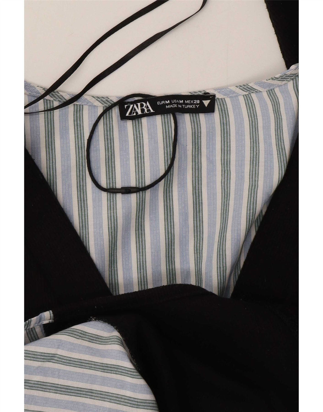Camicia Zara da donna camicetta UK 14 cotone a righe nere medie