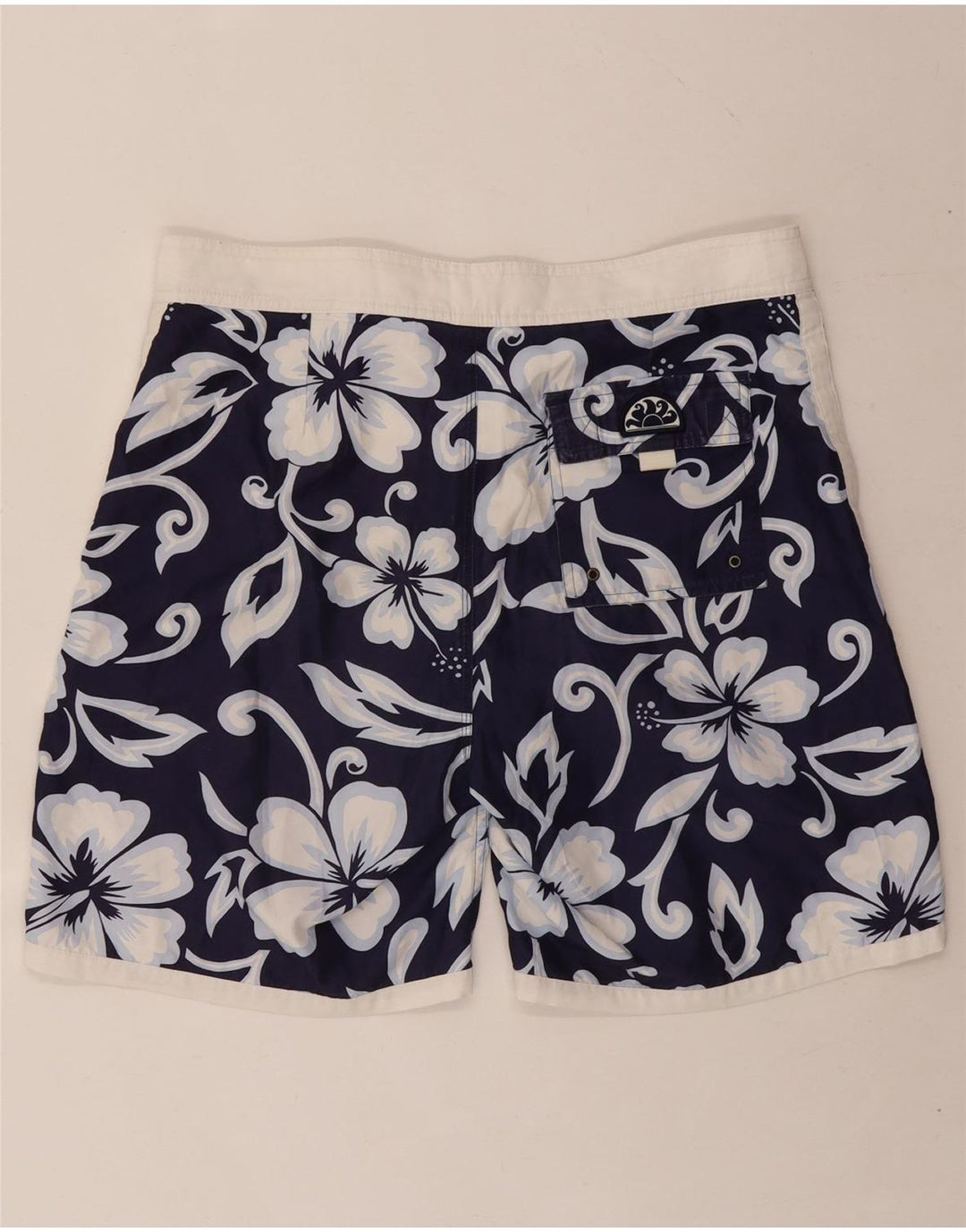 SUNDEK Mens Swimming Shorts Medium  Navy Blue Floral Vintage Sundek and Second-Hand Sundek from Messina Hembry 