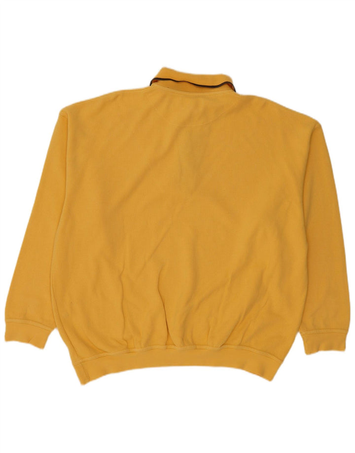 DANIEL HECHTER Mens Polo Neck Jumper Sweater 2XL Yellow Cotton