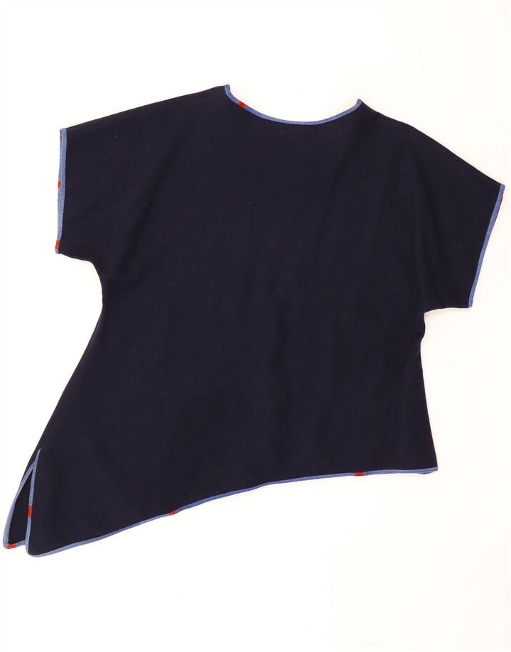 Top asimmetrico da donna vintage UK 18 XL blu navy