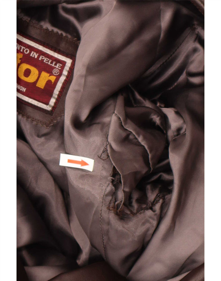 Cappotto in Pelle Doppio Petto da Uomo Anfor IT 48 Marrone Medio