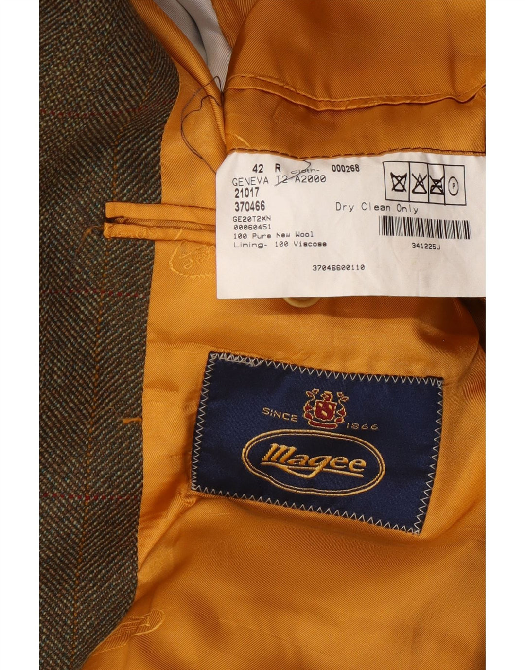 Giacca blazer da uomo a 2 bottoni Magee UK 42 XL lana a quadri marrone