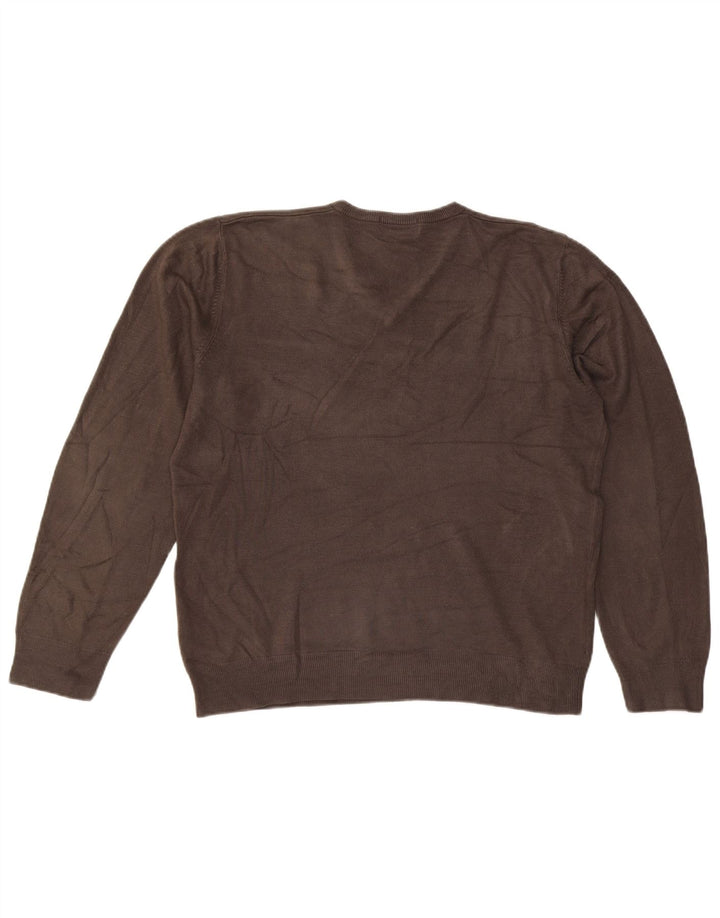 MARKS & SPENCER Mens Blue Harbour V-Neck Jumper Sweater Large Grey Acrylic