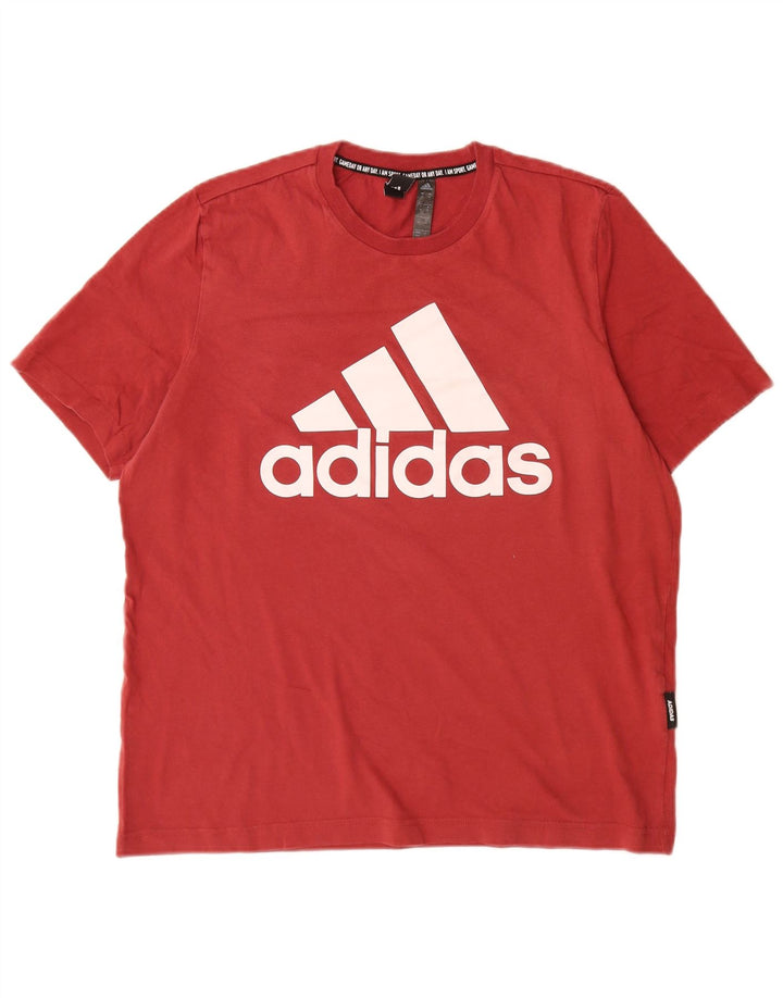T-shirt grafica da uomo Adidas Top in cotone rosso medio