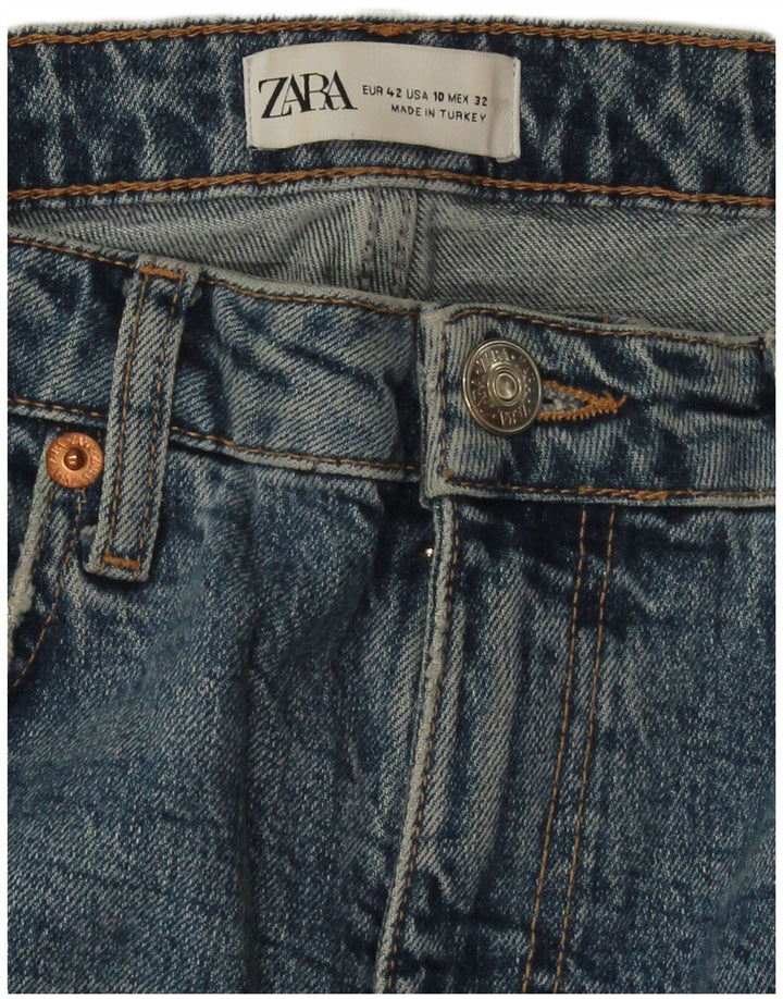 Jeans dritti effetto invecchiato ZARA da donna EU 42 Large W32 L27 Blu