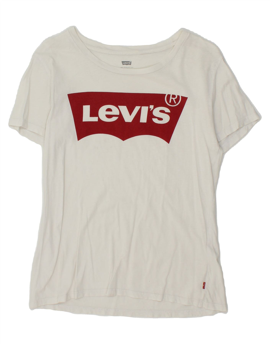 LEVI'S Womens Graphic T-Shirt Top UK 10 Small White Vintage Levi's and Second-Hand Levi's from Messina Hembry 