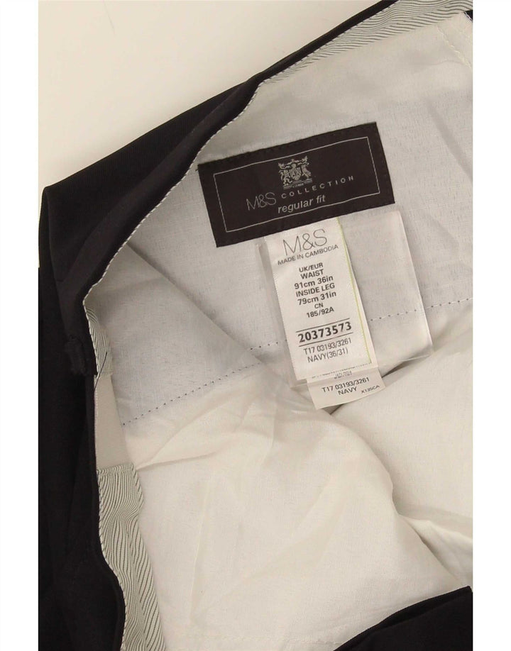 Pantaloni da abito dritti Regular Fit Marks & Spencer da uomo W36 L31 Blu Navy