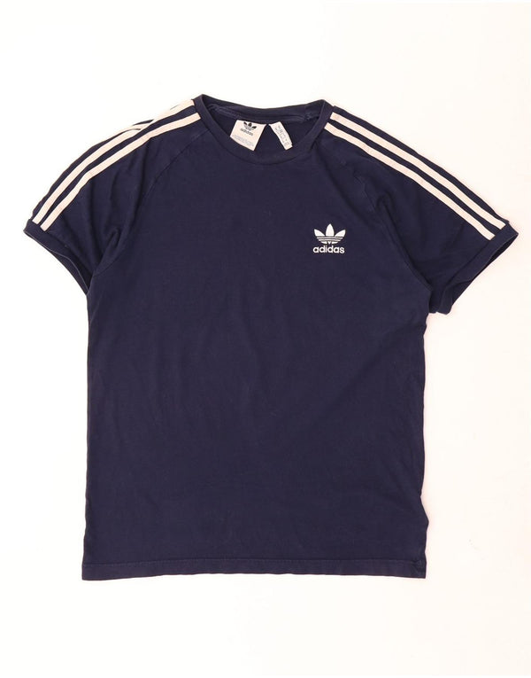 T-shirt da uomo Adidas Top media in cotone blu navy